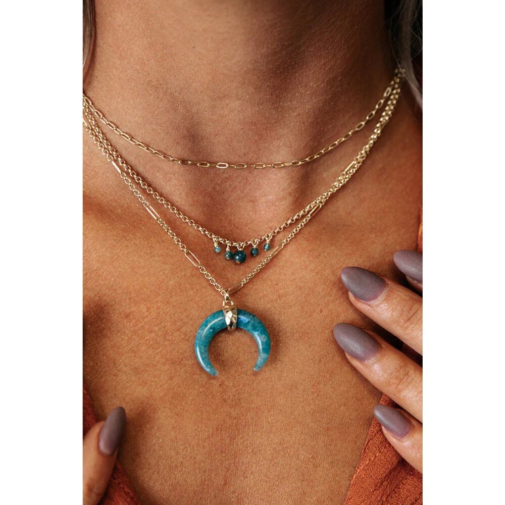 NWT! Kendra Scott Gemma Gold Triple Strand Necklace in Teal Labradorite - Picture 5 of 6